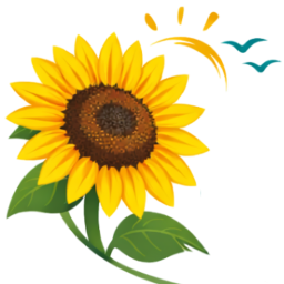Just Ask Jayne logo showing a graphic of a sunflower, a rising sun and two flying birds